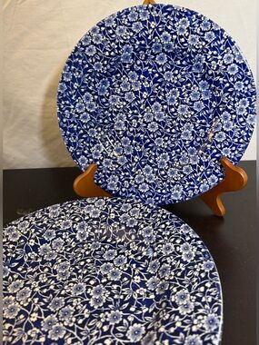 4 Queen Calico Blue dinner plates. 10.75” England